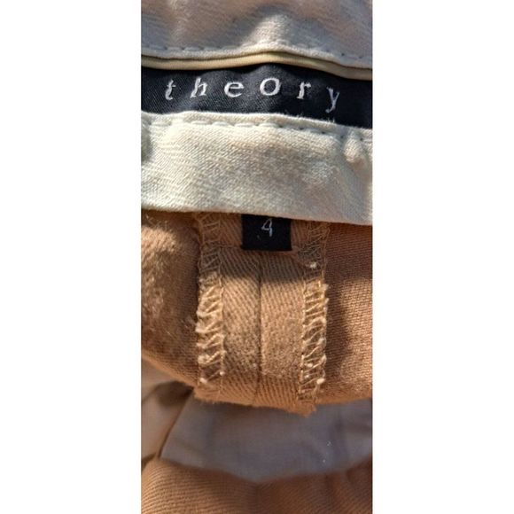 Theory Pants Tan Khaki Chino Wide Leg Cotton Size 4 - Picture 9 of 11